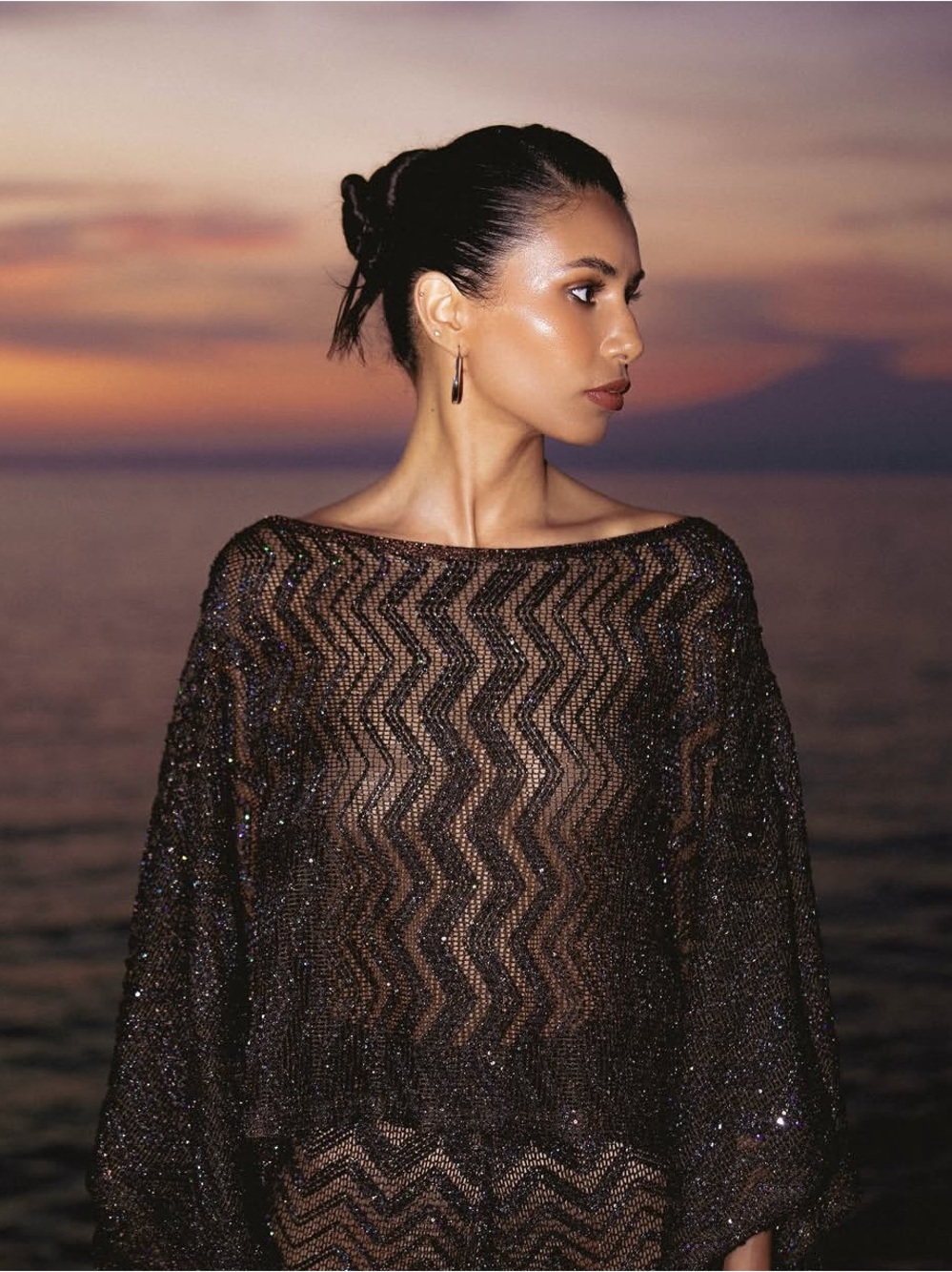 Missoni zig zag sequined knit cover up kaftan dress